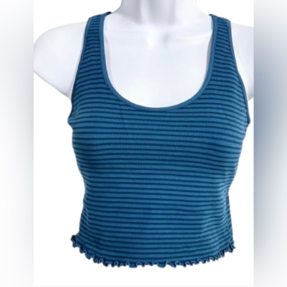NWT Spiritual Gangster blue striped Amor seamless crop tank size small